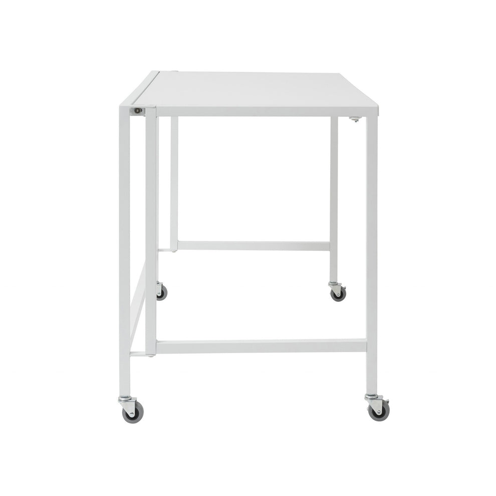 White Metal Minimalist Folding Table Desk By Homeroots | Desks | Modishstore - 3