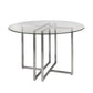 42" Glass Top Stainless Geo Base Round Dining Table By Homeroots | Dining Tables | Modishstore