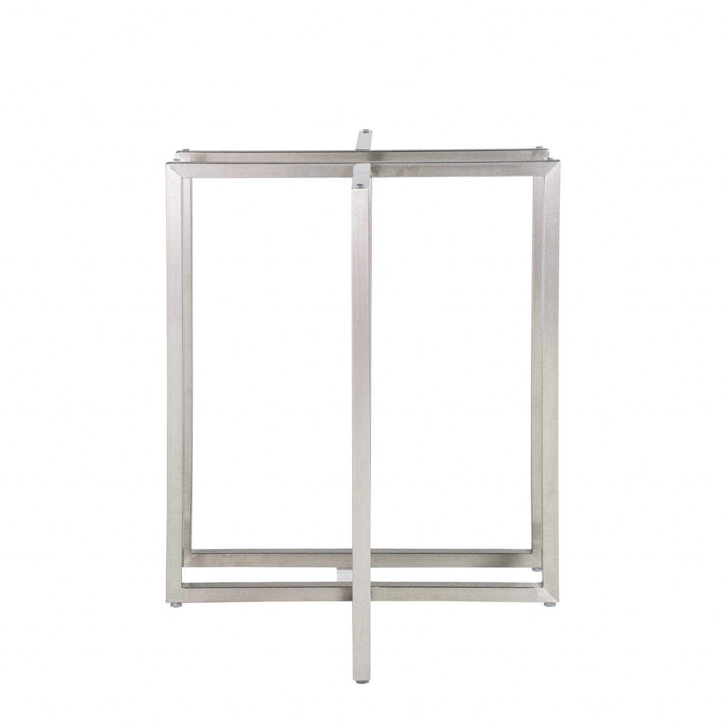 42" Glass Top Stainless Geo Base Round Dining Table By Homeroots | Dining Tables | Modishstore - 2