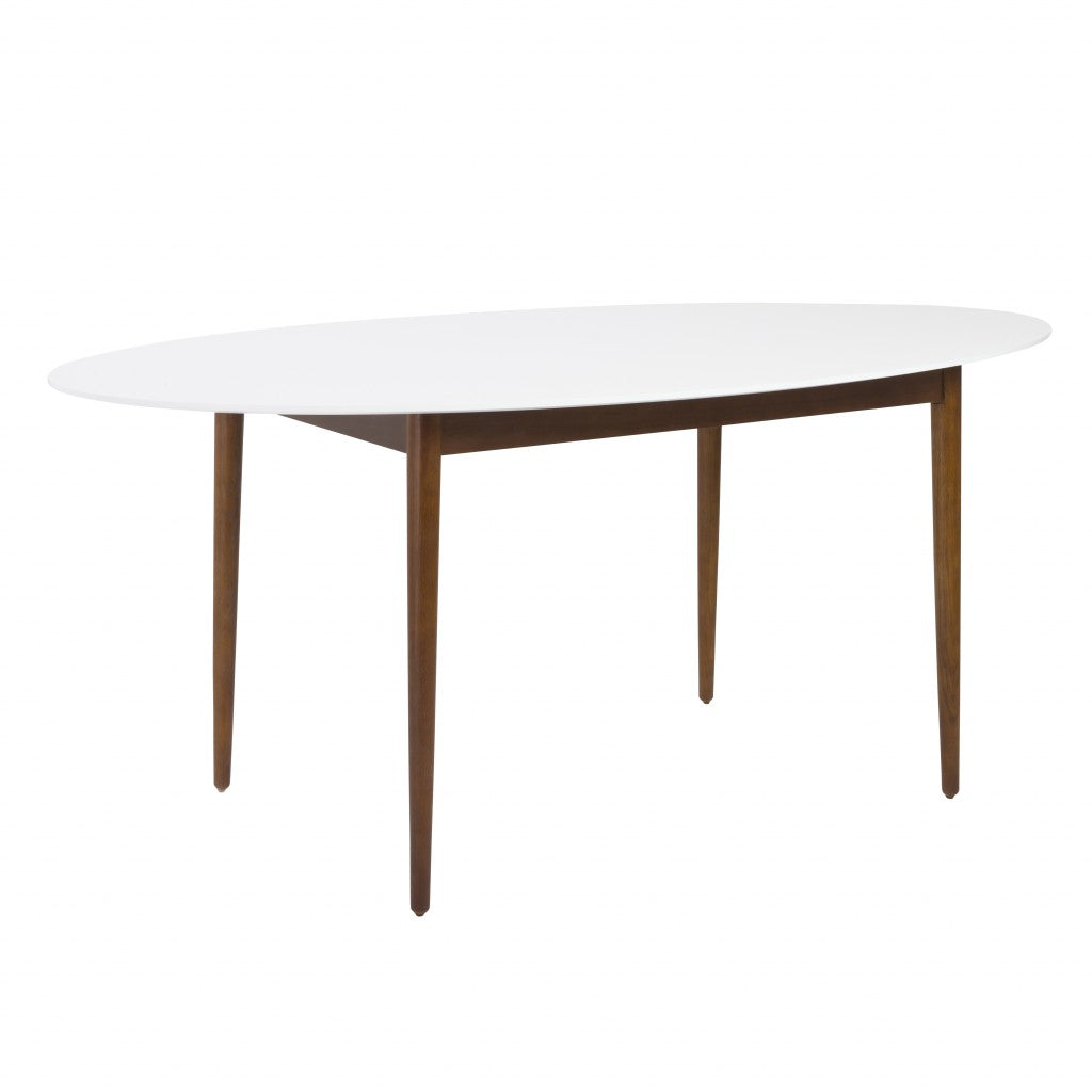 Modern Walnut And White Oval Dining Table By Homeroots | Dining Tables | Modishstore - 2