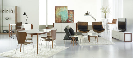 Modern Walnut And White Oval Dining Table By Homeroots | Dining Tables | Modishstore