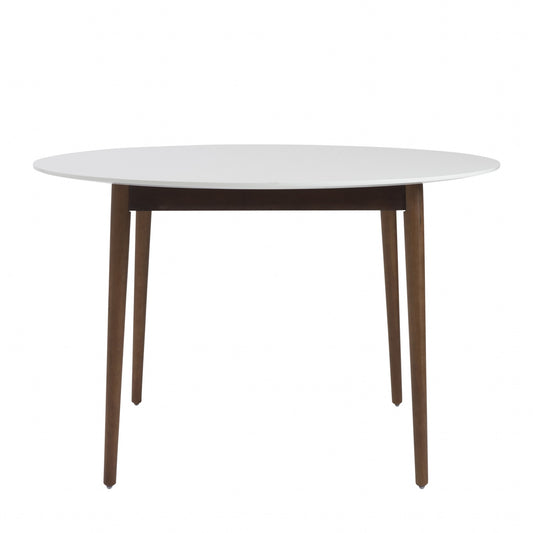 Round White And Brown Wooden Table By Homeroots | Dining Tables | Modishstore