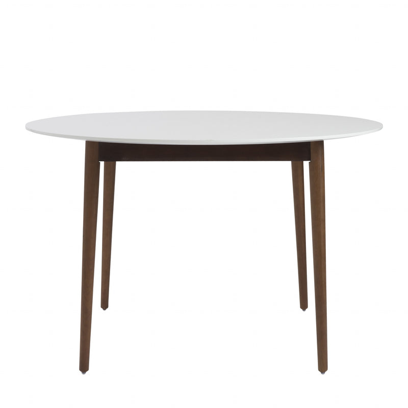 Round White And Brown Wooden Table By Homeroots | Dining Tables | Modishstore