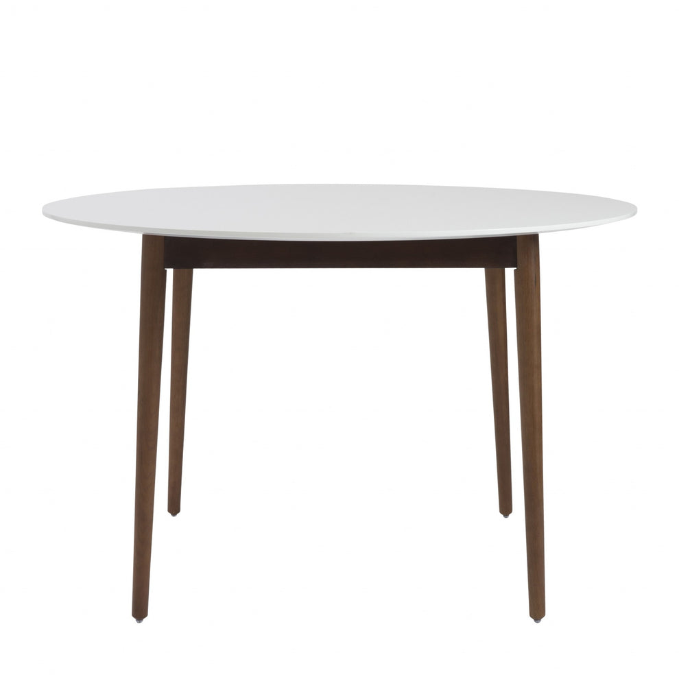 Round White And Brown Wooden Table By Homeroots | Dining Tables | Modishstore - 2