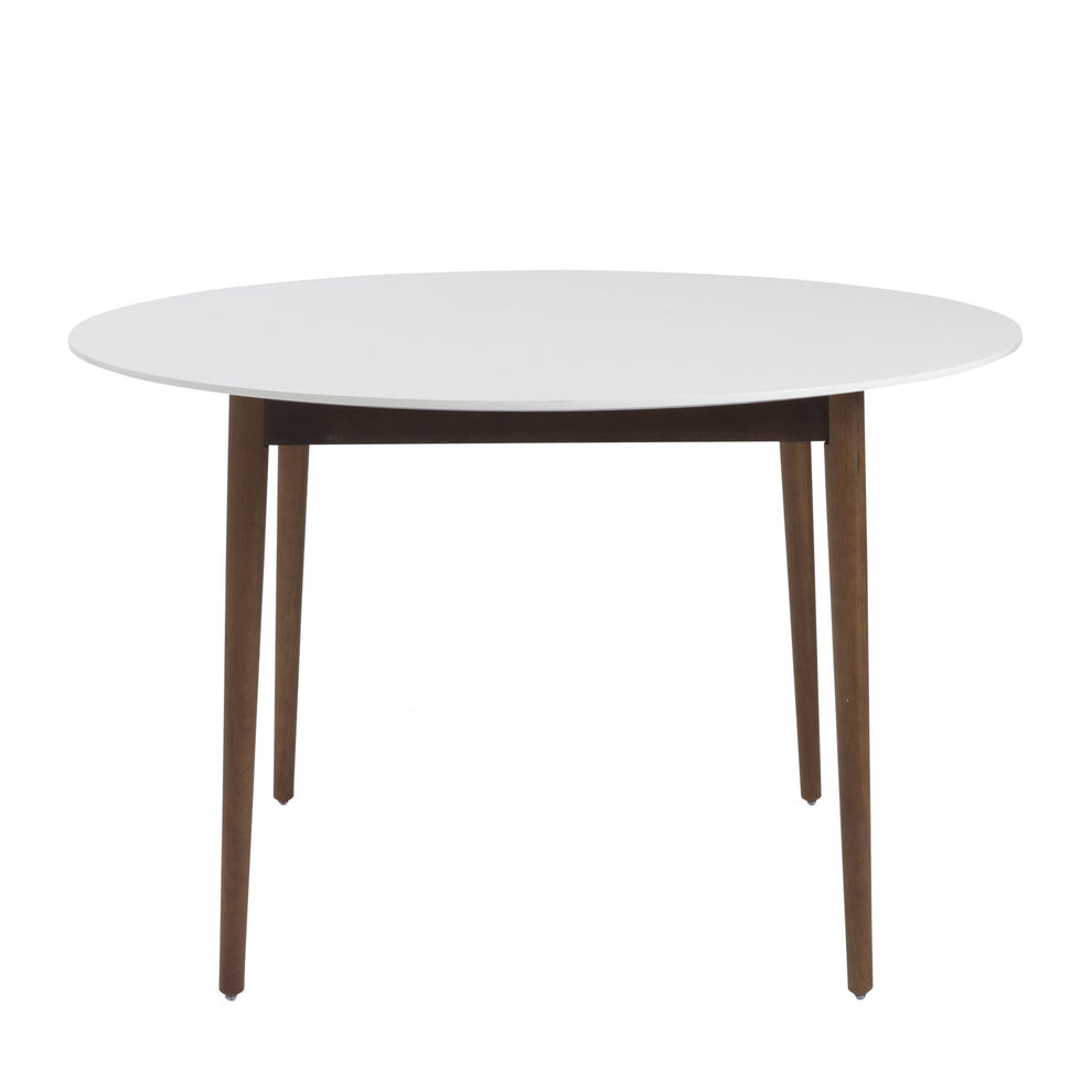 Round White And Brown Wooden Table By Homeroots | Dining Tables | Modishstore - 4