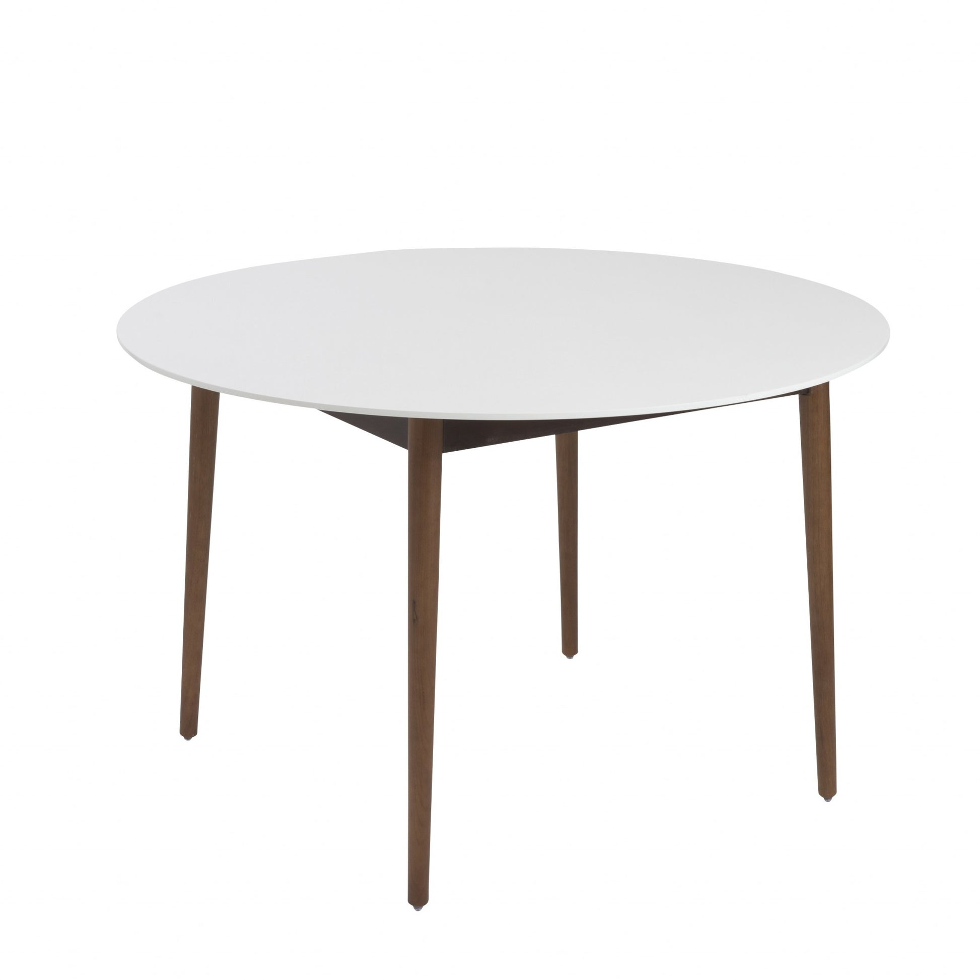 Round White And Brown Wooden Table By Homeroots | Dining Tables | Modishstore - 5
