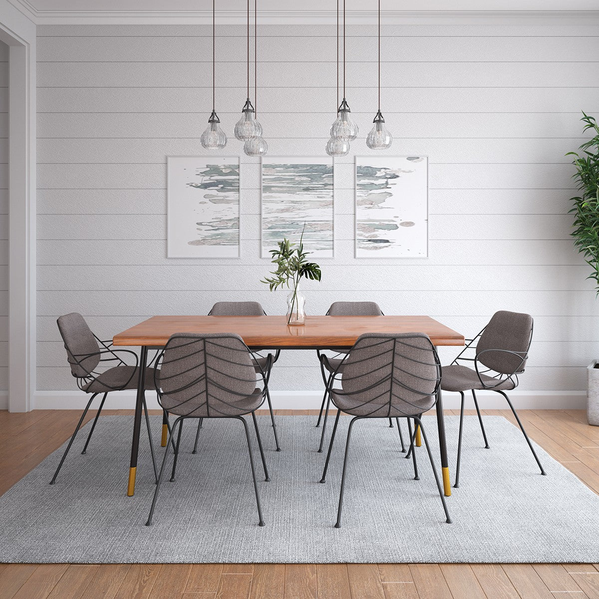 Brown Wood Dining Table With Black Steel Legs By Homeroots | Dining Tables | Modishstore