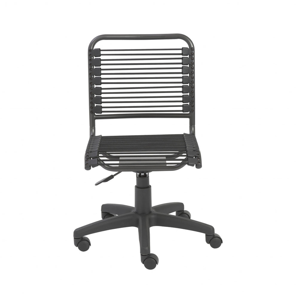 35" All Black Round Bungee Cord Low Back Office Chair By Homeroots | Office Chairs | Modishstore - 2