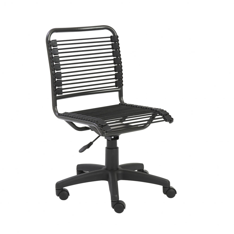 35" All Black Round Bungee Cord Low Back Office Chair By Homeroots | Office Chairs | Modishstore - 3