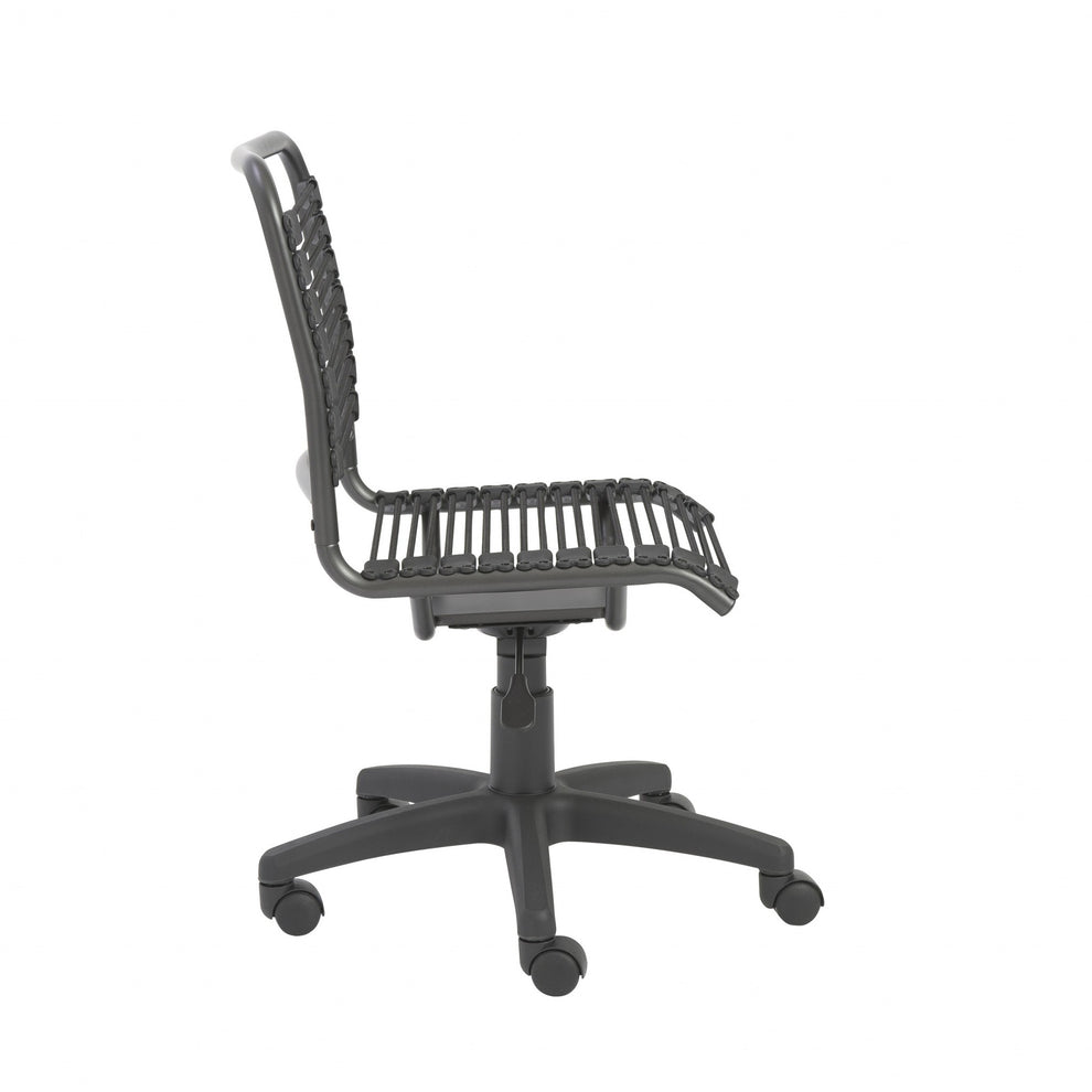 35" All Black Round Bungee Cord Low Back Office Chair By Homeroots | Office Chairs | Modishstore - 4