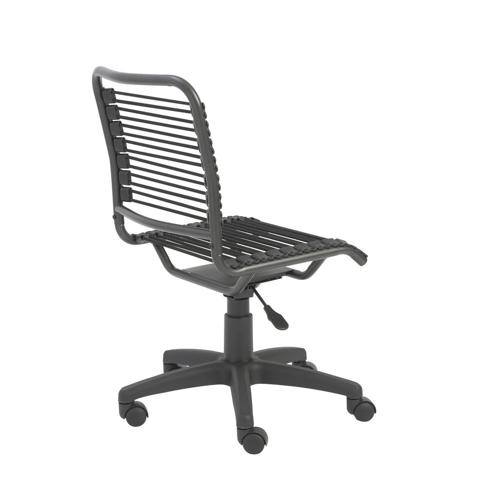 35" All Black Round Bungee Cord Low Back Office Chair By Homeroots | Office Chairs | Modishstore - 5