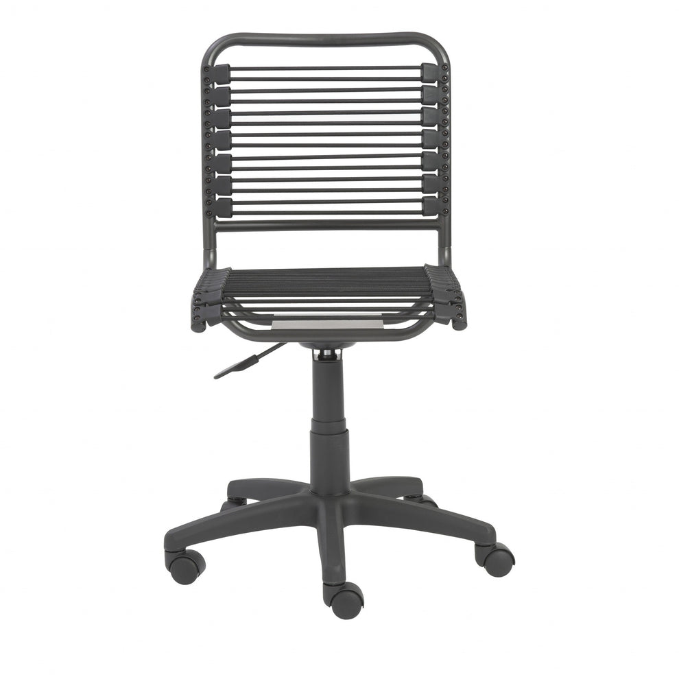 35" All Black Round Bungee Cord Low Back Office Chair By Homeroots | Office Chairs | Modishstore - 6