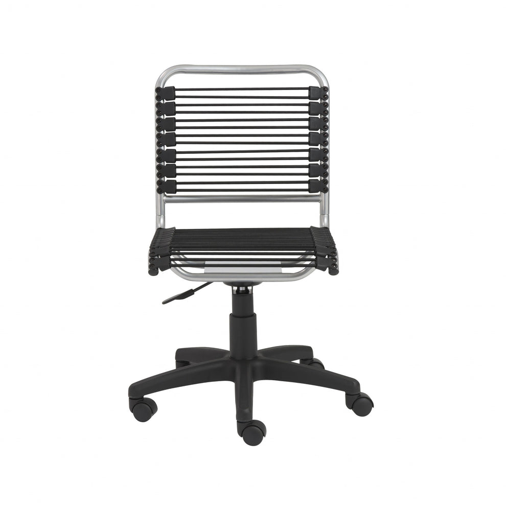 35" Chrome and Black Round Bungee Cord Low Back Office Chair By Homeroots | Office Chairs | Modishstore - 2