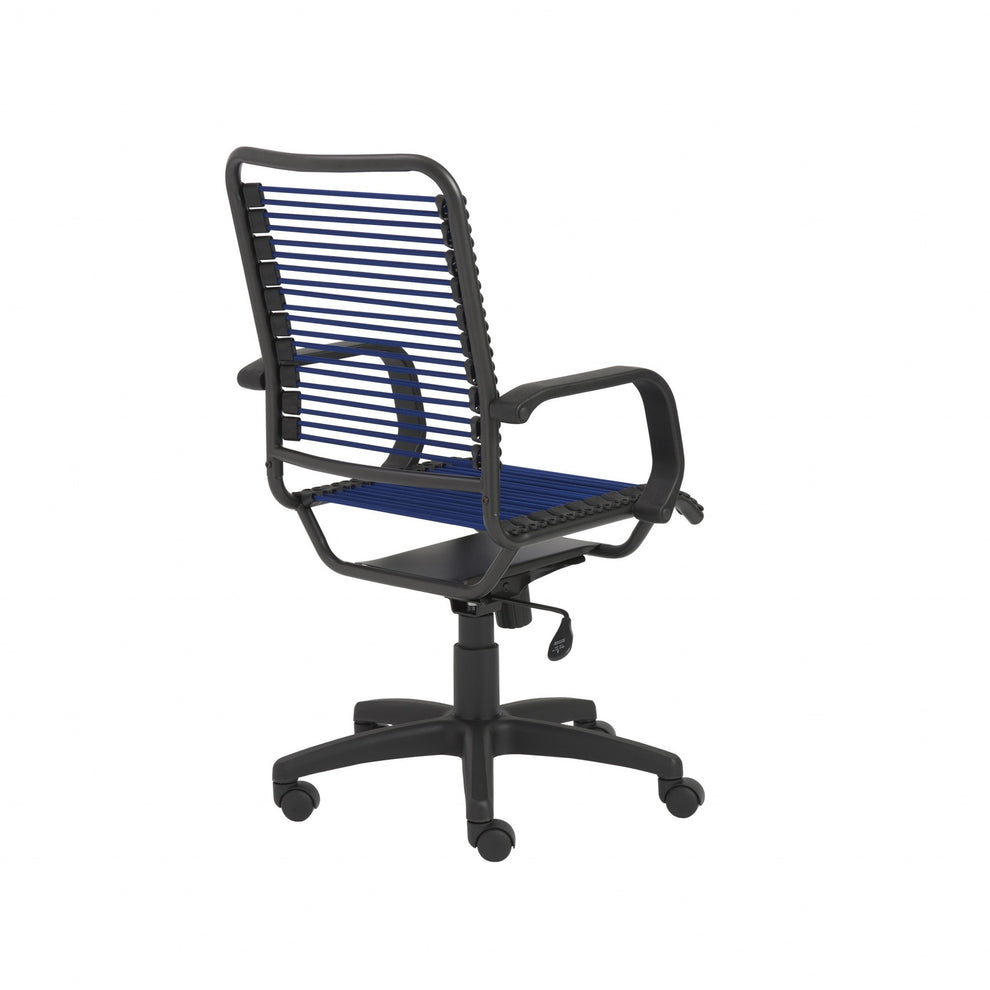 43" Black and Blue Round Bungee Cord High Back Office Chair By Homeroots | Office Chairs | Modishstore - 4
