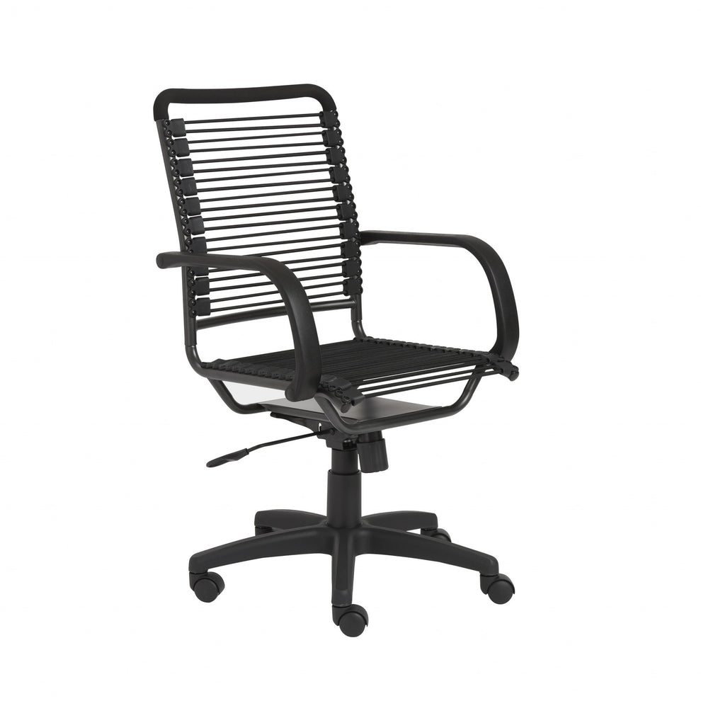 43" All Black Round Bungee Cord High Back Office Chair By Homeroots | Office Chairs | Modishstore - 3