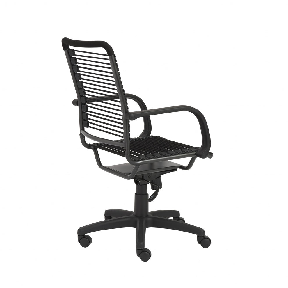43" All Black Round Bungee Cord High Back Office Chair By Homeroots | Office Chairs | Modishstore - 5