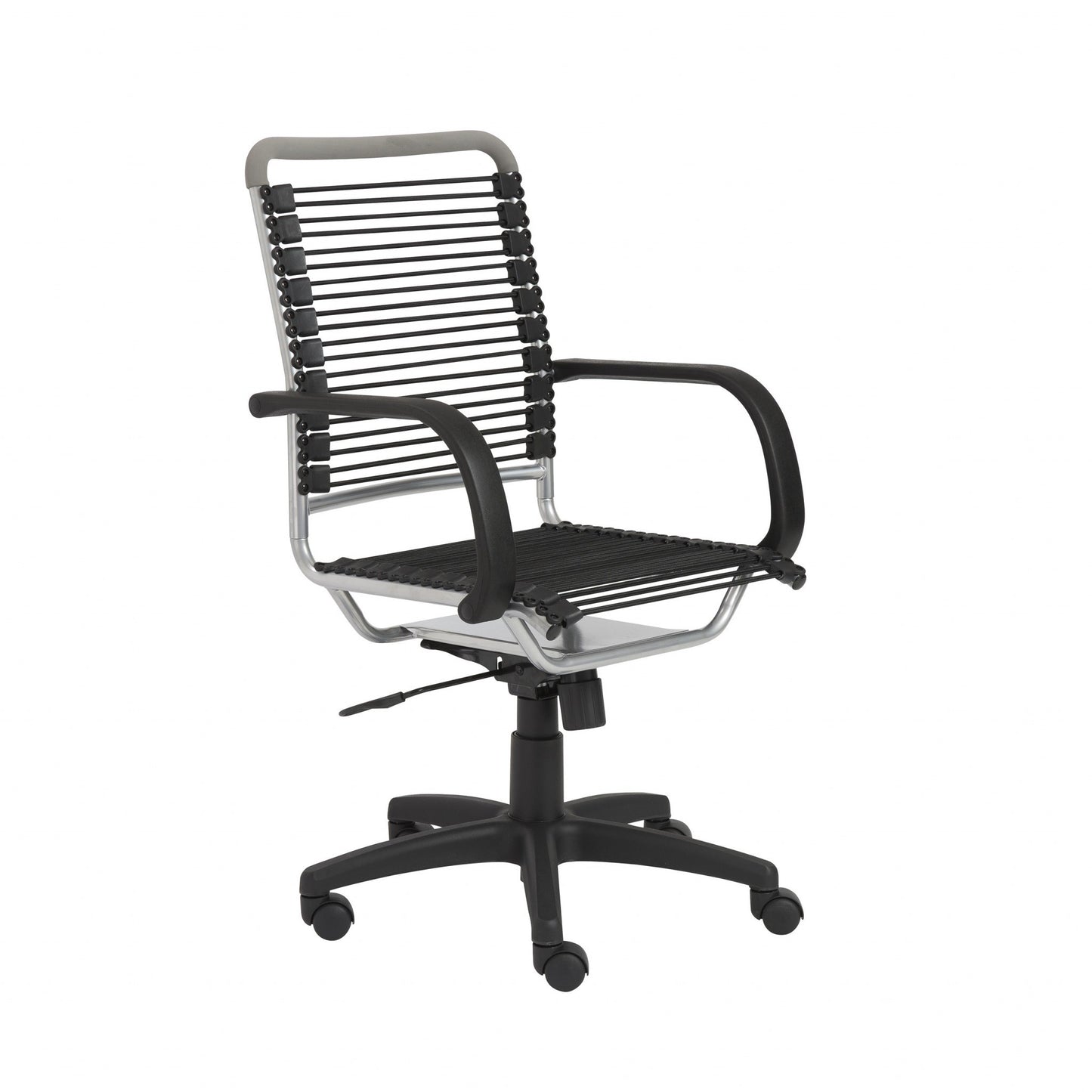 43" Chrome and Black Round Bungee High Back Office Chair By Homeroots | Office Chairs | Modishstore - 2