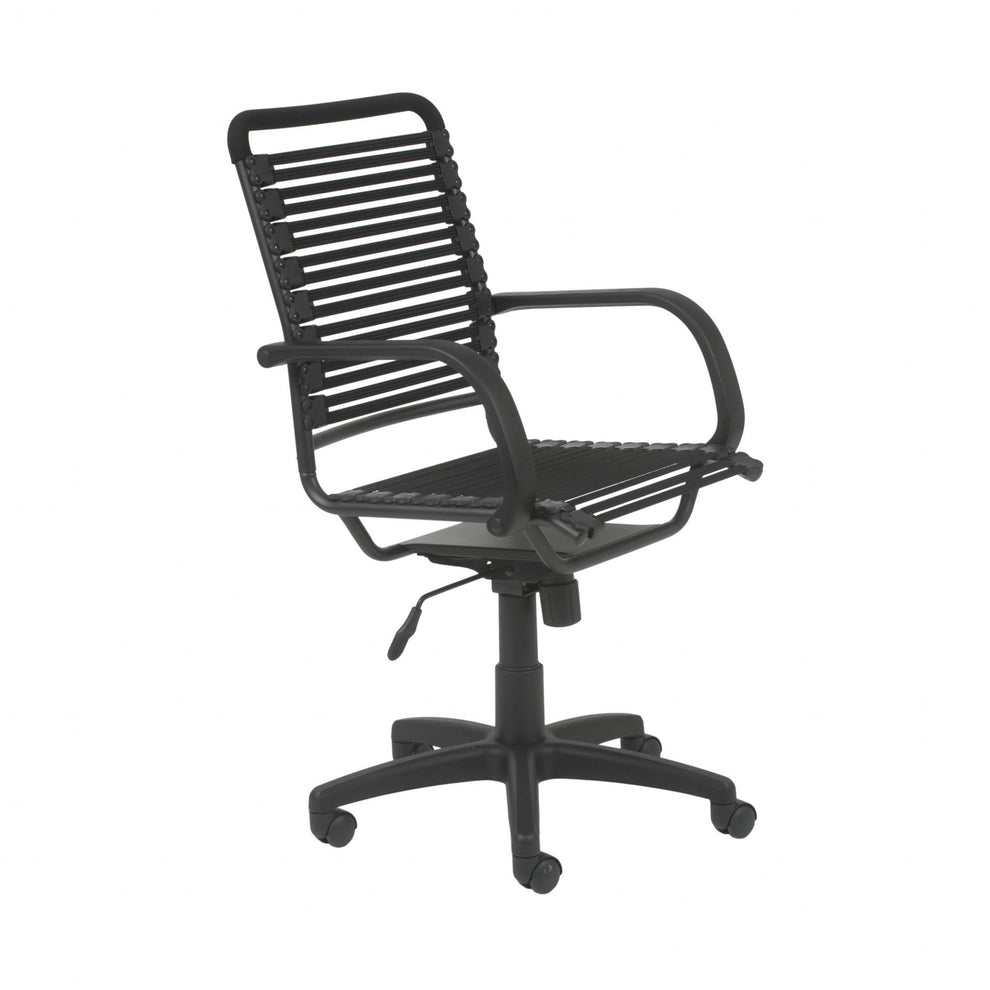 45" All Black Flat Bungee Cord High Back Office Chair By Homeroots | Office Chairs | Modishstore - 3