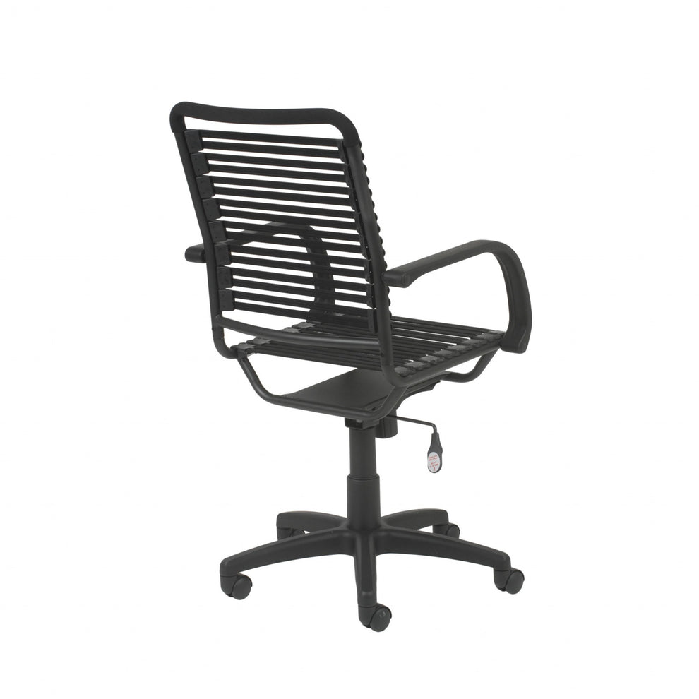 45" All Black Flat Bungee Cord High Back Office Chair By Homeroots | Office Chairs | Modishstore - 5