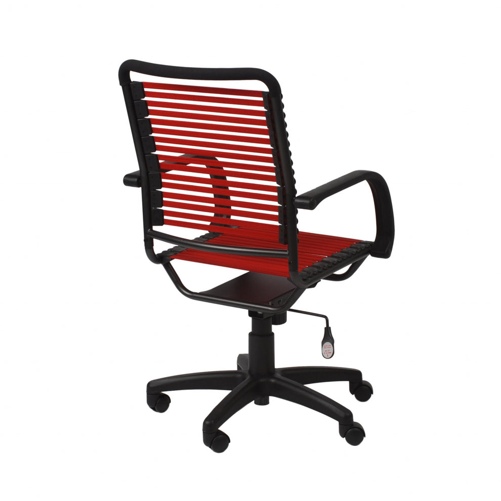 45" Black and Red Flat Bungee Cord High Back Office Chair By Homeroots | Office Chairs | Modishstore - 5