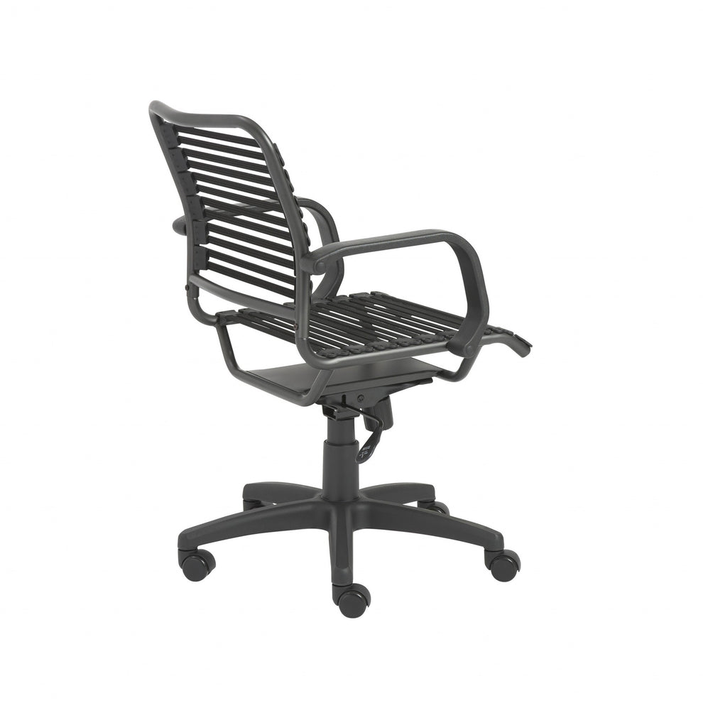 37" All Black Flat Bungee Cord Mid Back Office Chair By Homeroots | Office Chairs | Modishstore - 5