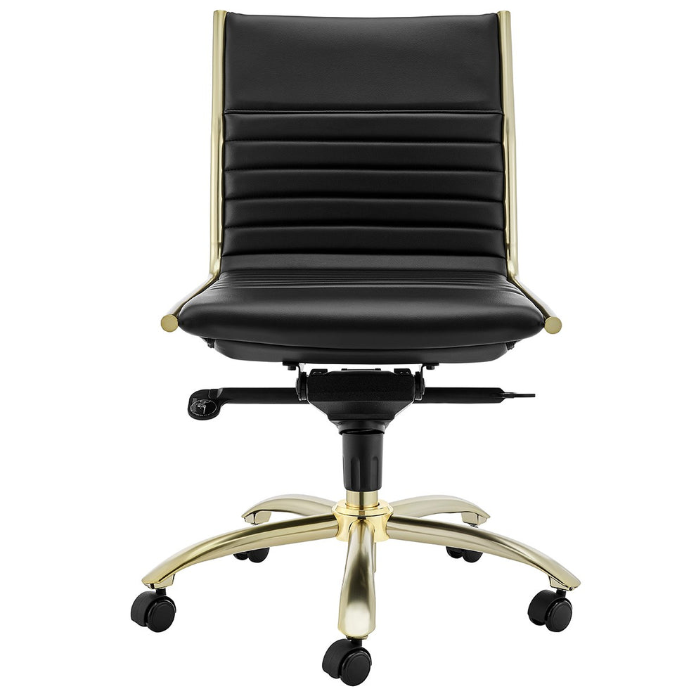 Executive Black and Gold Low Back No Arm Office Chair By Homeroots | Office Chairs | Modishstore - 2