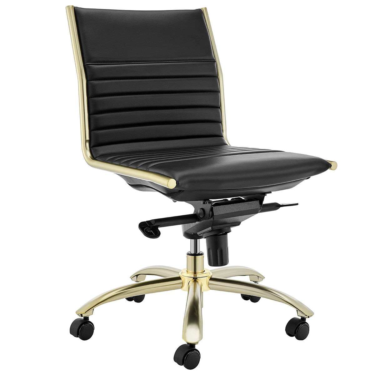 Executive Black and Gold Low Back No Arm Office Chair By Homeroots | Office Chairs | Modishstore - 2