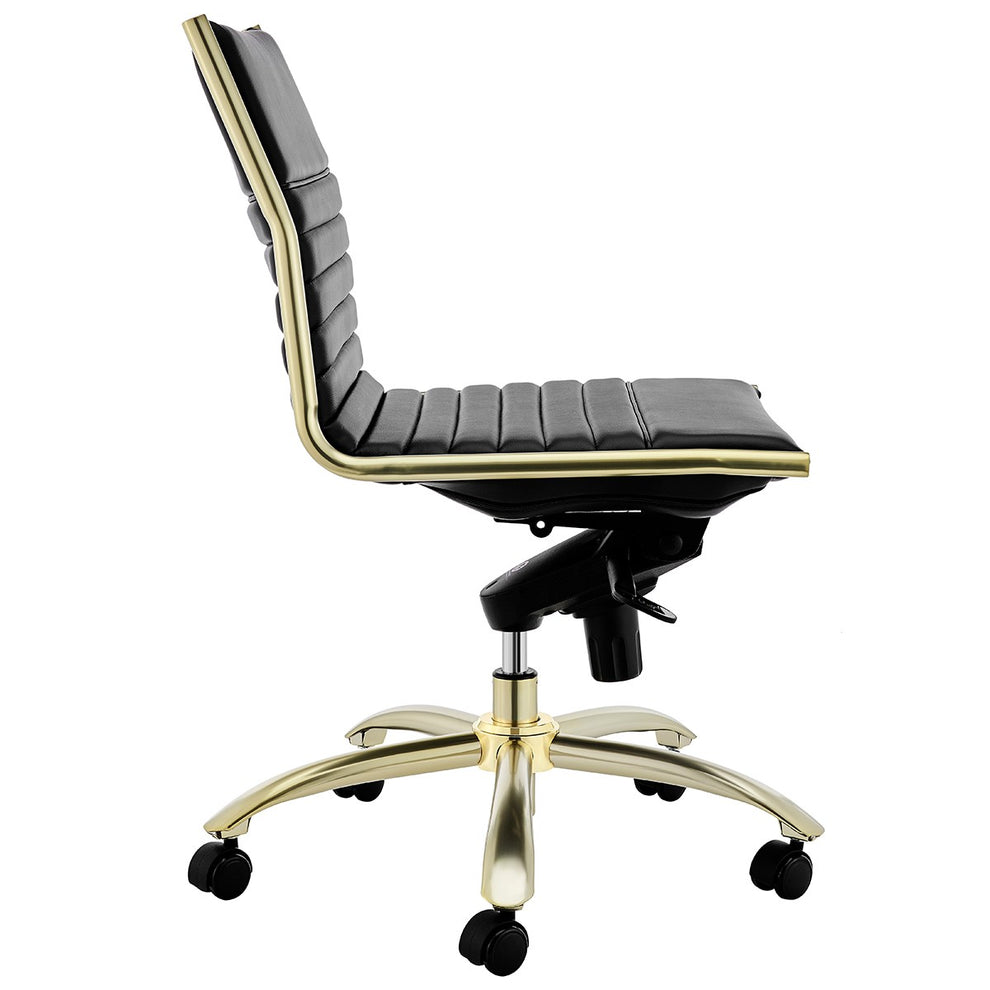 Executive Black and Gold Low Back No Arm Office Chair By Homeroots | Office Chairs | Modishstore - 4