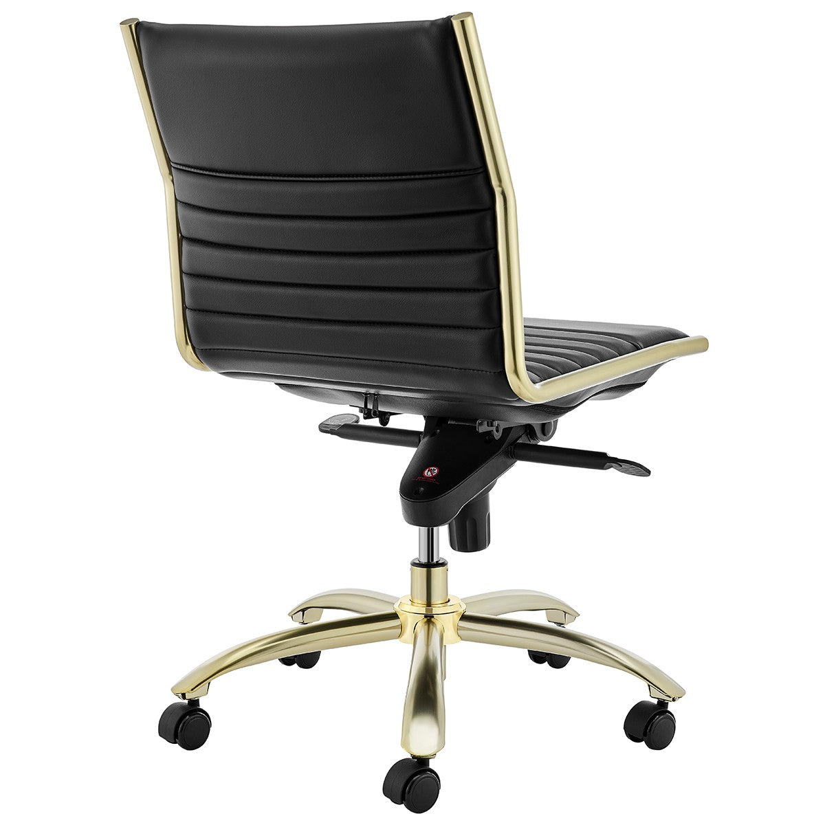 Executive Black and Gold Low Back No Arm Office Chair By Homeroots | Office Chairs | Modishstore - 4