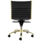 Executive Black and Gold Low Back No Arm Office Chair By Homeroots | Office Chairs | Modishstore - 5