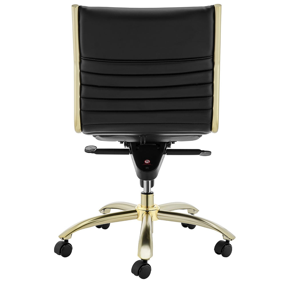 Executive Black and Gold Low Back No Arm Office Chair By Homeroots | Office Chairs | Modishstore - 6