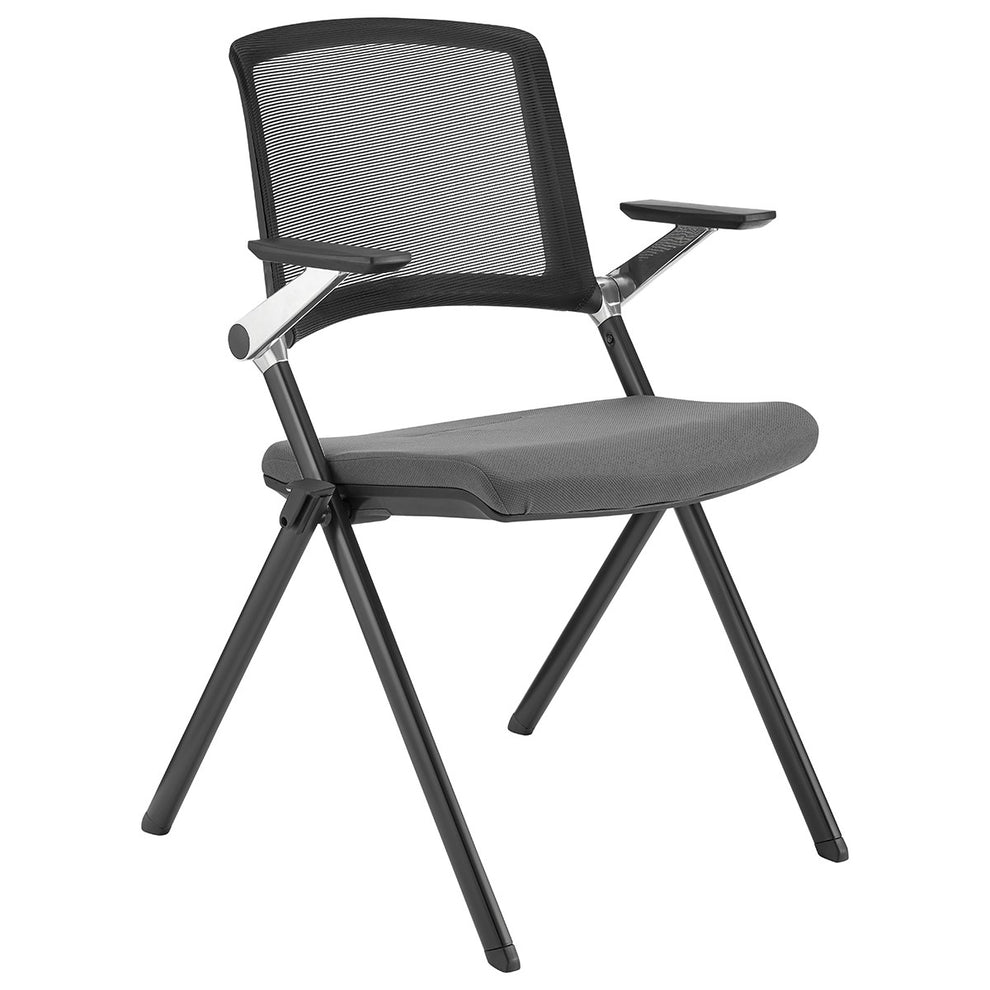 Set of Two Folding and Stacking Gray Mesh Armchairs By Homeroots | Office Chairs | Modishstore - 2