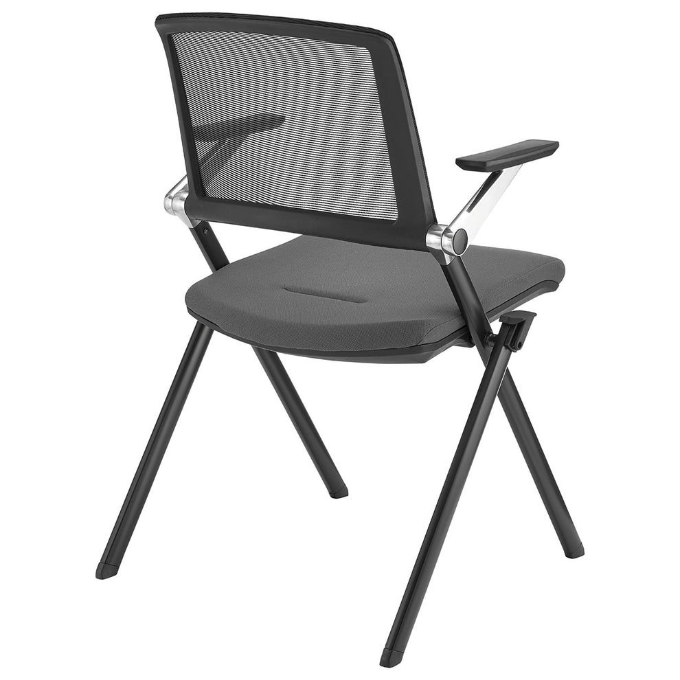 Set of Two Folding and Stacking Gray Mesh Armchairs By Homeroots | Office Chairs | Modishstore - 4