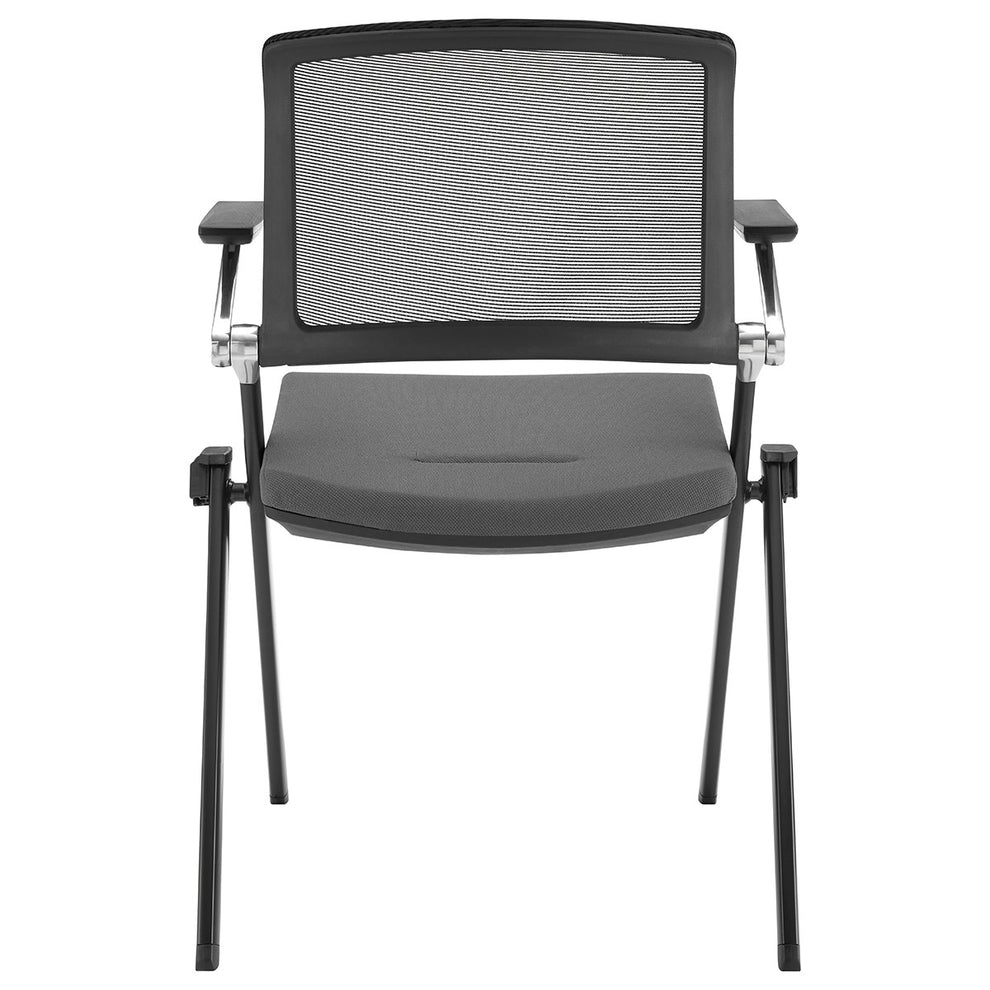 Set of Two Folding and Stacking Gray Mesh Armchairs By Homeroots | Office Chairs | Modishstore - 5