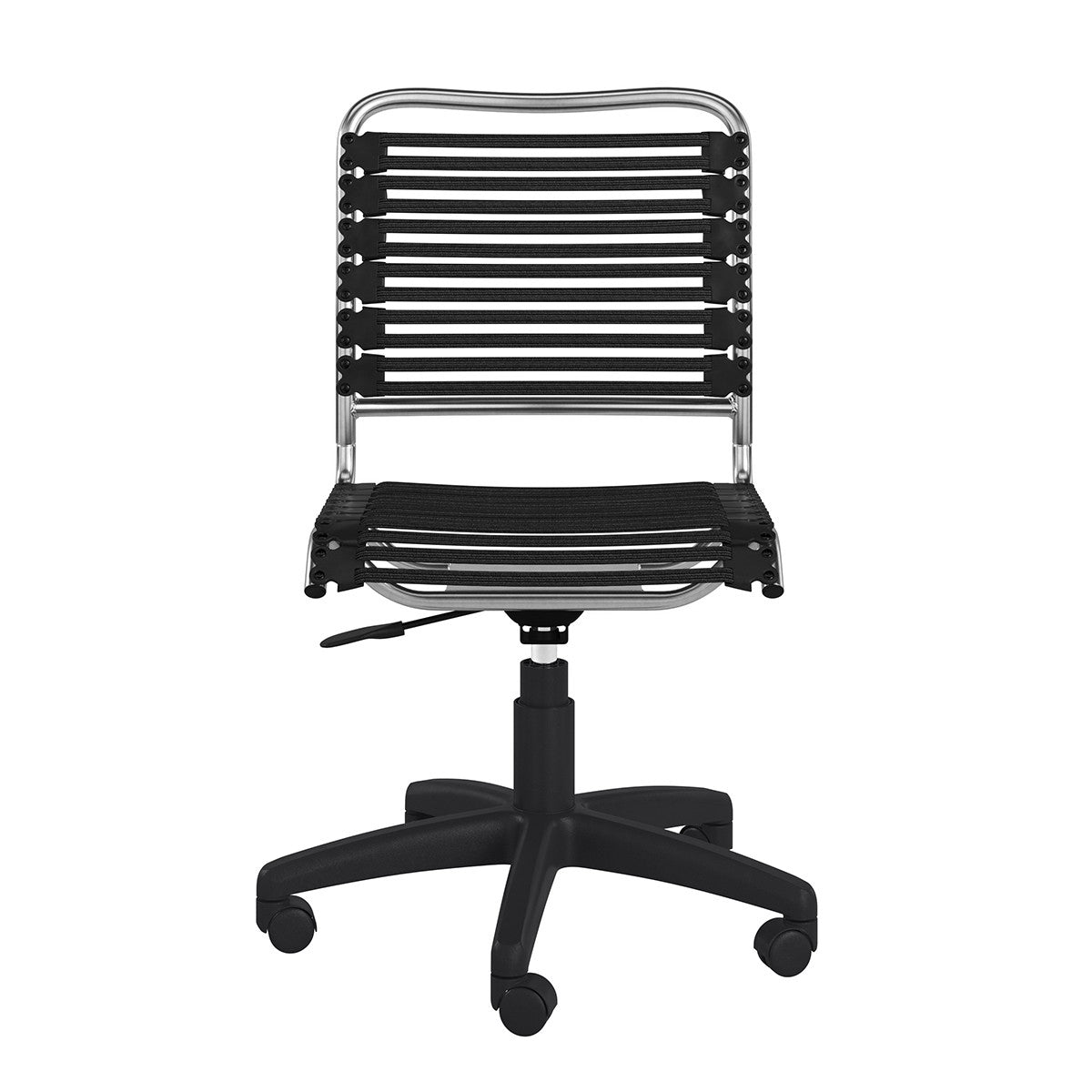 37" Black and Chrome Flat Bungee Cord Low Back Office Chair By Homeroots | Office Chairs | Modishstore