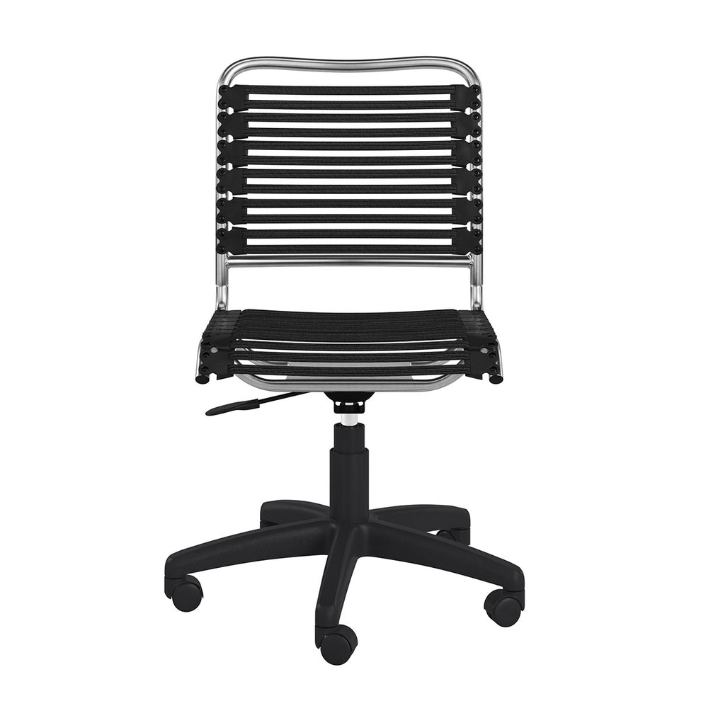 37" Black and Chrome Flat Bungee Cord Low Back Office Chair By Homeroots | Office Chairs | Modishstore - 2