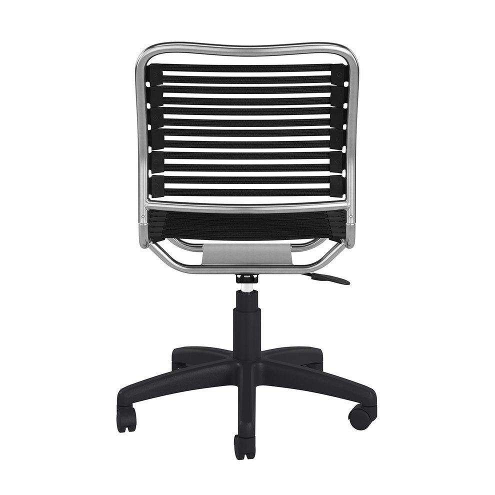 37" Black and Chrome Flat Bungee Cord Low Back Office Chair By Homeroots | Office Chairs | Modishstore - 6