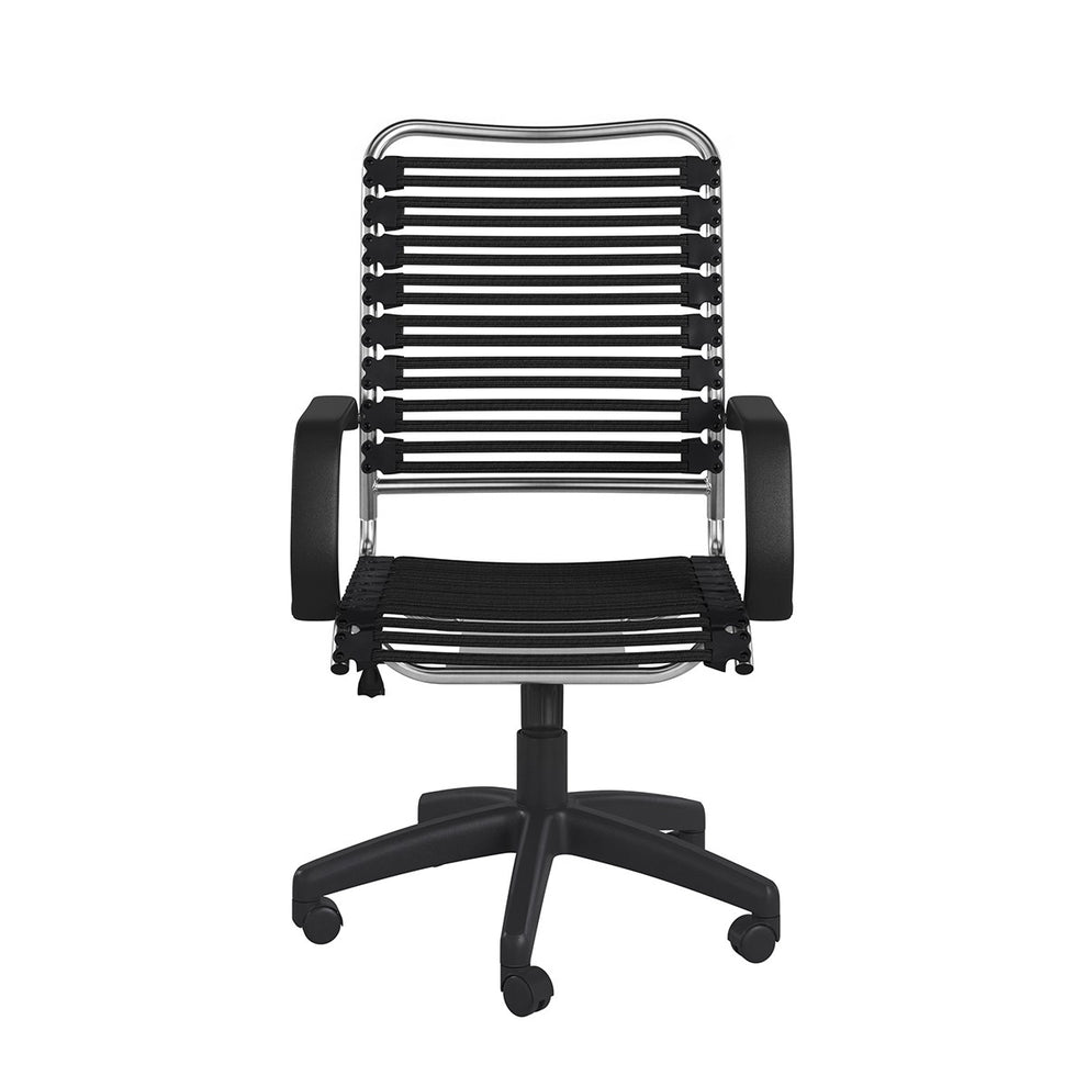 42" Black and Chrome Flat Bungee Cord High Back Office Chair By Homeroots | Office Chairs | Modishstore - 2
