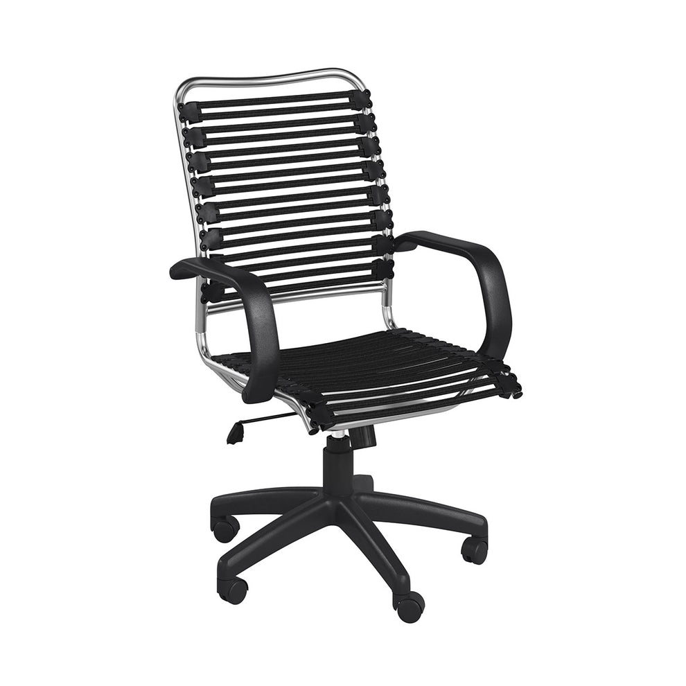 42" Black and Chrome Flat Bungee Cord High Back Office Chair By Homeroots | Office Chairs | Modishstore - 3