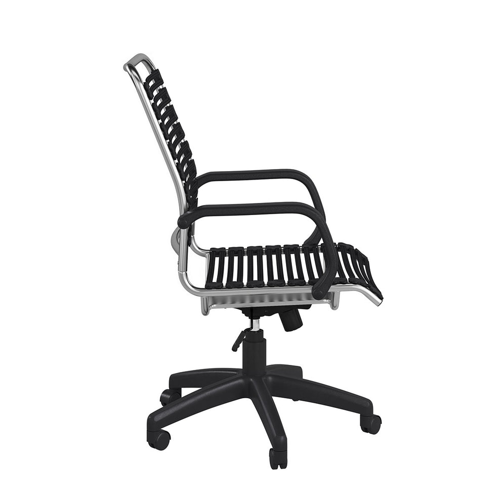 42" Black and Chrome Flat Bungee Cord High Back Office Chair By Homeroots | Office Chairs | Modishstore - 4