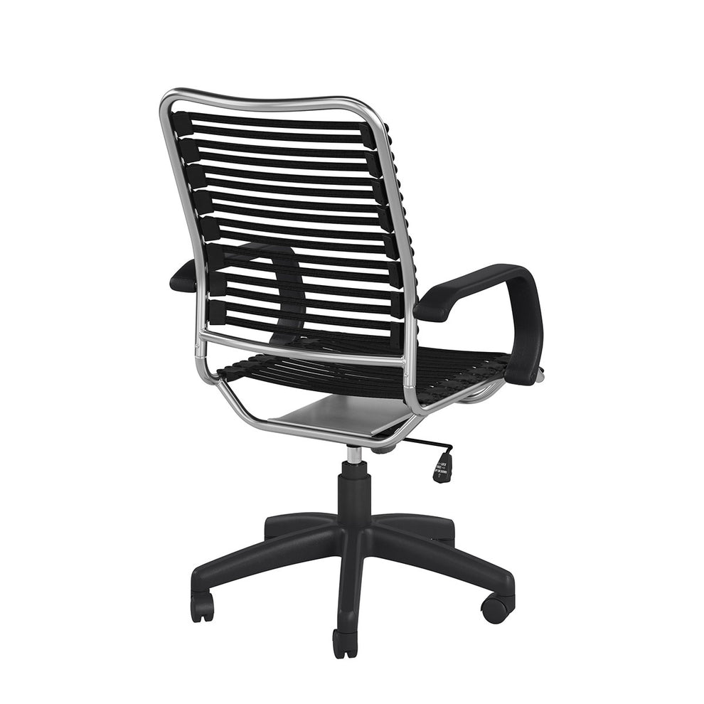 42" Black and Chrome Flat Bungee Cord High Back Office Chair By Homeroots | Office Chairs | Modishstore - 5
