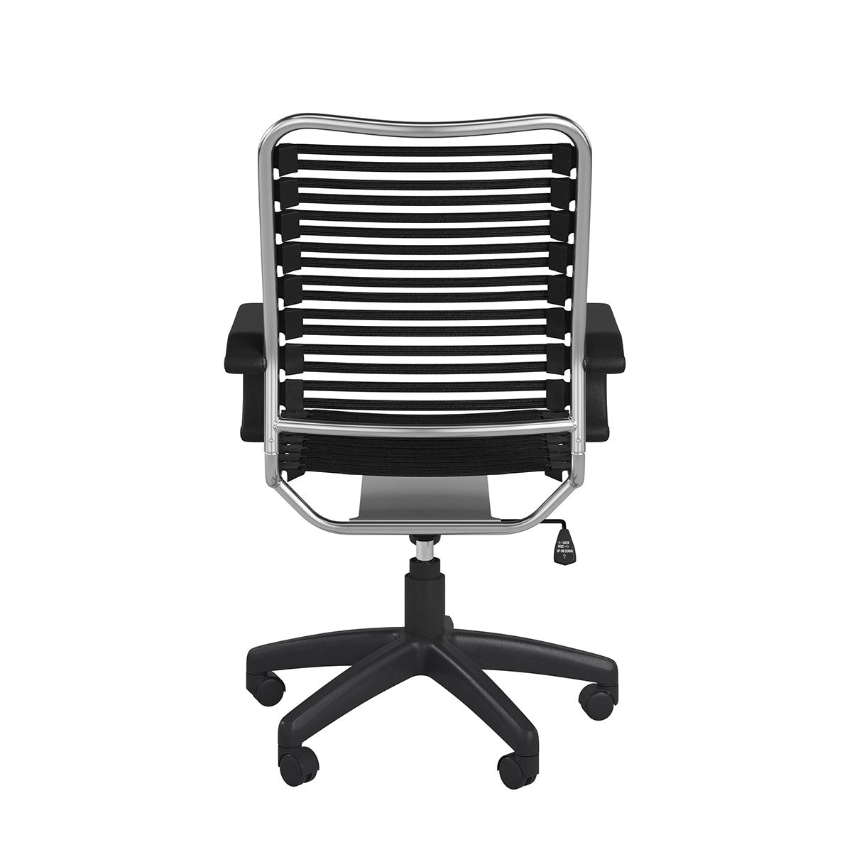 42" Black and Chrome Flat Bungee Cord High Back Office Chair By Homeroots | Office Chairs | Modishstore - 6