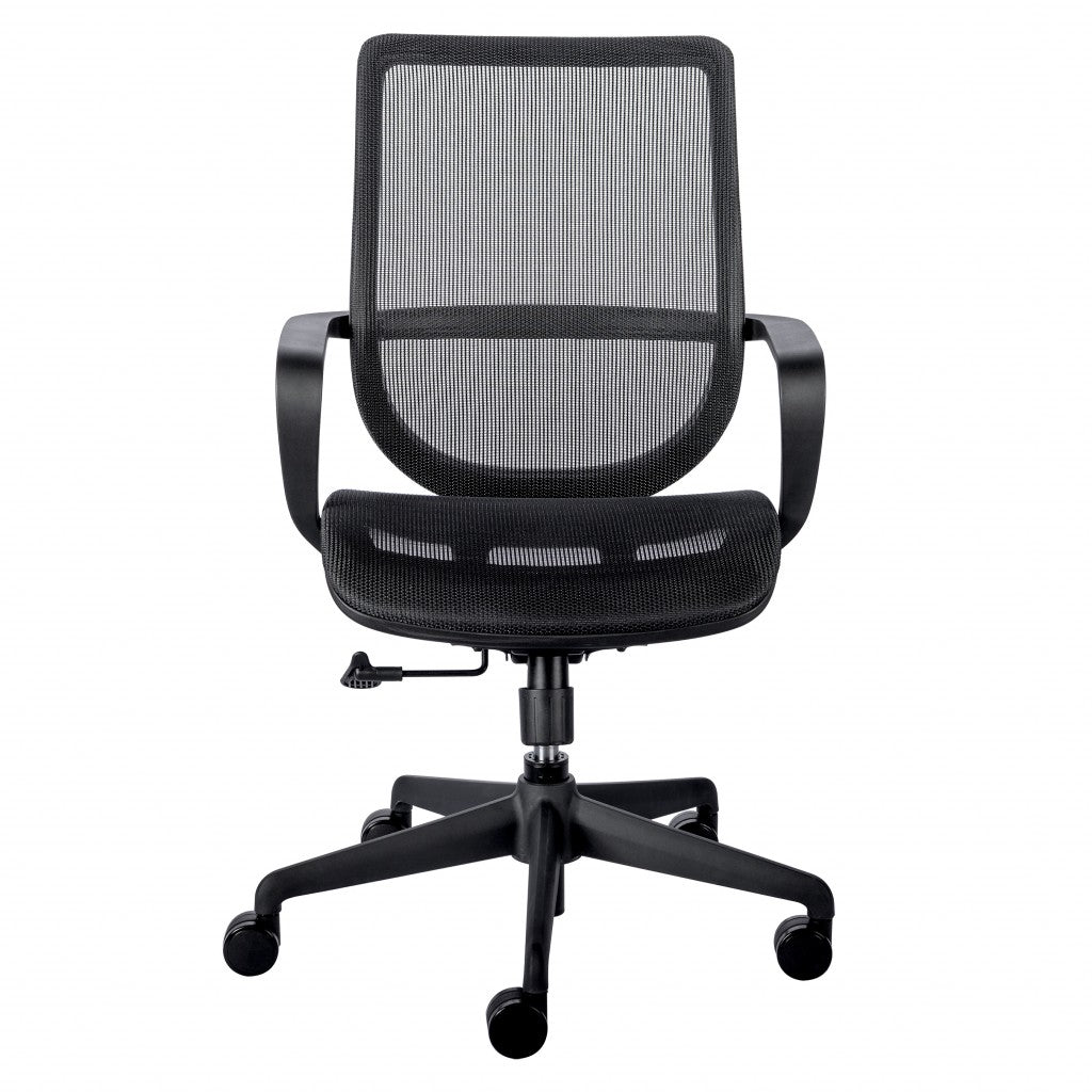 Black Mesh Office Chair with Metal Frame By Homeroots | Office Chairs | Modishstore - 2