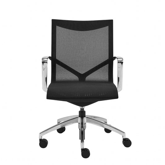 Low Back Black Mesh Aluminum Base Office Chair By Homeroots | Office Chairs | Modishstore