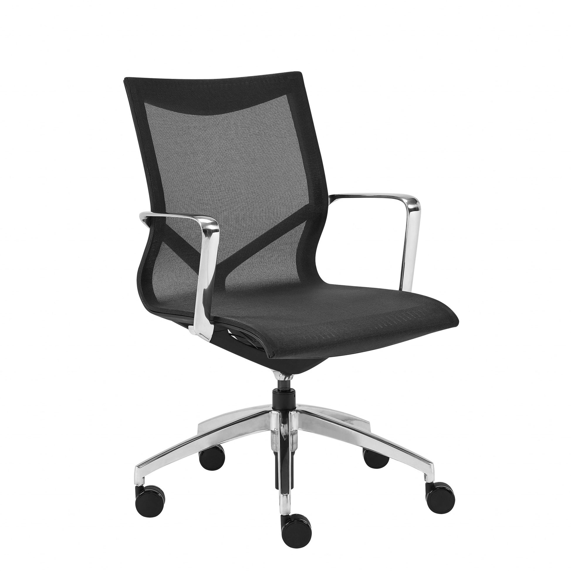 Low Back Black Mesh Aluminum Base Office Chair By Homeroots | Office Chairs | Modishstore - 3
