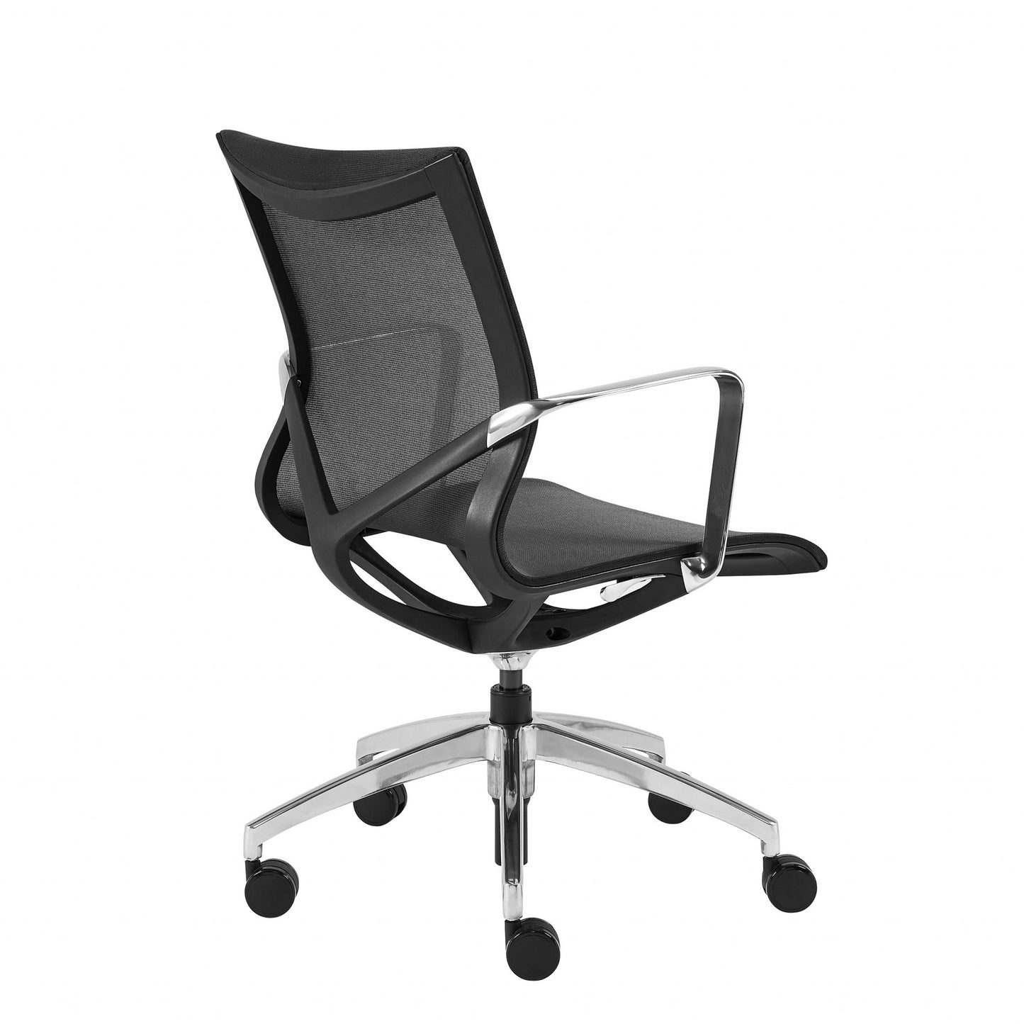 Low Back Black Mesh Aluminum Base Office Chair By Homeroots | Office Chairs | Modishstore - 5