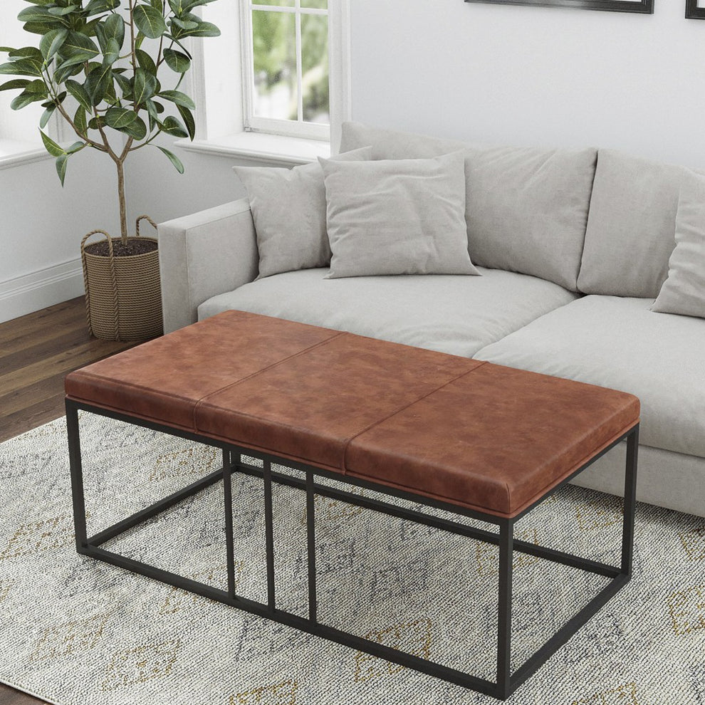 Modern Geo Black and Brown Leather Multipurpose Table By Homeroots | Coffee Tables | Modishstore - 3