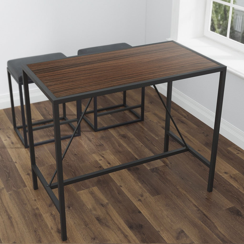 Modern Geo Black and Walnut Bar Dining Table By Homeroots