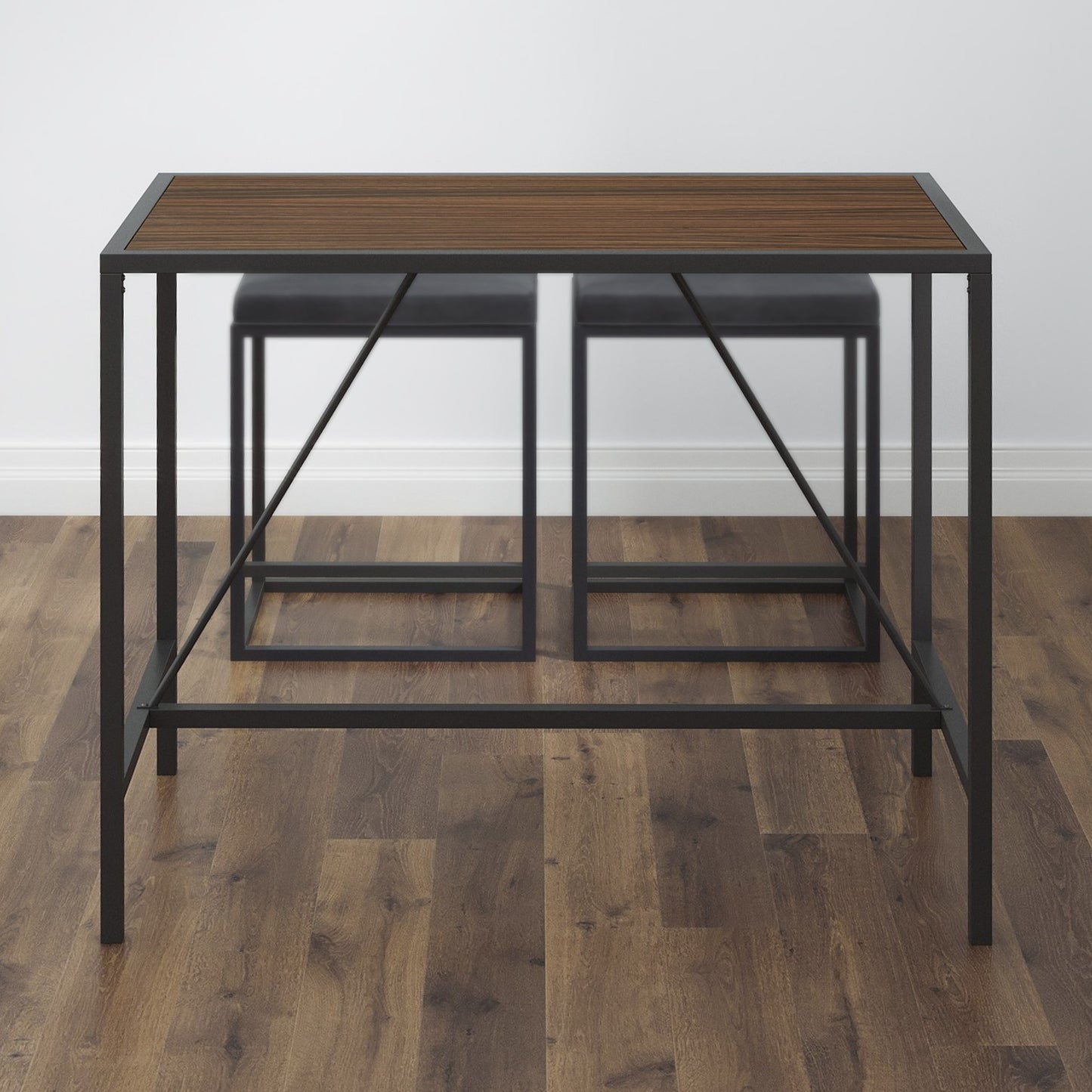 Modern Geo Black and Walnut Bar Dining Table By Homeroots | Dining Tables | Modishstore - 3
