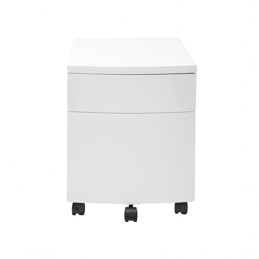 White Two Drawer Rolling Filing Cabinet By Homeroots | Drawers | Modishstore